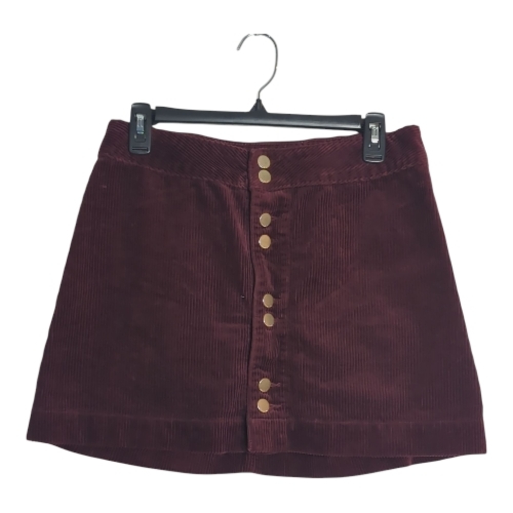 Abercrombie & Fitch Size 8 Maroon Cordorouy Button Up Mini Skirt Y2K Preppy
